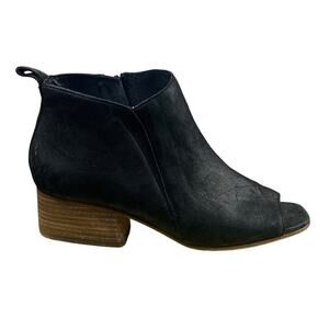Corso Como Black Leather Block Heel Peep-Toe Boots Size 7